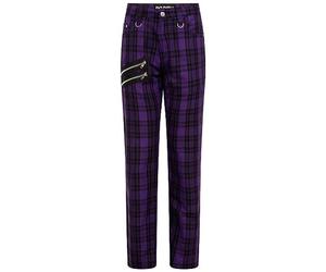 Ro Rox Unisex Tartan Trousers Regular Fit Plaid Check Pants, Emo Punk Clothing Gothic Clothes for Men and Women Purple