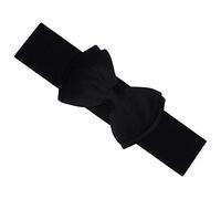 Ro Rox Vera Sash Belt for Women - 1950s Vintage Style Satin Bow Belt - Wide Elasticated Belt for Women - Waistband with Snap Button Closure - Classic Wide Belt for Dress, Coat & Shirt, Black, L