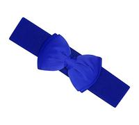 Ro Rox Vera Sash Belt for Women - 1950s Vintage Style Satin Bow Wide Elasticated Waistband With Snap Button Closure - Classic for Dress, Coat & Shirt, Blue, L