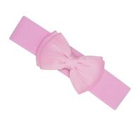 Ro Rox Vera Sash Belt for Women - 1950s Vintage Style Satin Bow Wide Elasticated Waistband With Snap Button Closure - Classic for Dress, Coat & Shirt, Baby Pink, L