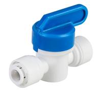 RO Water Filter Shut Off Valve 1/4'' & 1/4'' OD 6.5mm Push Fit Quick Connect Plastic Ball Valve with Handle Universal Fittings for Fridge, RO Systems, Water/Air Pipes