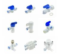 RO Water Straight Plastic Ball Valve 1/4" 3/8" OD Hose Quick Connect 1/4" 3/8" Male 1/2" Female Reveser Osmosis Aquarium Fitting(Light Purple)