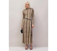 RO&ZO Animal Print High Neck Midaxi Column Dress Brown Mix