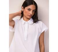 RO&ZO Poplin Gathered Relaxed Cap Sleeve Shirt White