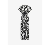 Ro&zo Womens Black Floral-print Flutter-sleeve Crepe Midi Dress 10