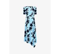 Ro&zo Womens Blue Luna Shadow Floral-print Crepe Midi Dress 8