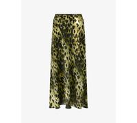 Ro&zo Womens Khaki Leopard-print Bias-cut Satin Midi Skirt 12