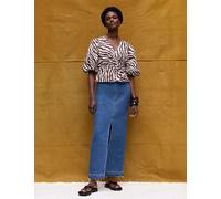 Ro&Zo Women's Pure Cotton Zebra Print Twist Front Top - 12REG - Brown Mix, Brown Mix