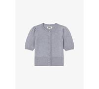 Ro&Zo Womens Ro&Zo Buttoned Short-Sleeve Wool and Cashmere-Blend Cardigan Grey L