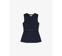 Ro&Zo Womens Ro&Zo Pinstripe Long-Line Woven Top Navy 12