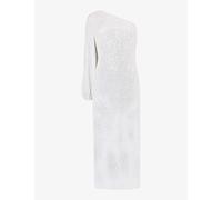 Ro&zo Womens White Selena Sequin-embellished One-shoulder Stretch-woven Midi Dress 6