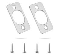 RO6G Brushed Satin Nickel Lock Short Strike Plate, Door Knob/Deadbolt Cover Plate, Stainless Steel Security Latch Strike- 2 Sets