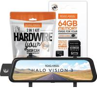 Road Angel Rear View Mirror 1080p Dual Dashcam inc 64GB MicroSD Card &