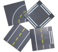 Road Baseplates 25x25cm Building Brick Base Plate | Compatible with LEGO Blocks, Building Bases for City Roads, Towns and Garages and More | Variety Pack
