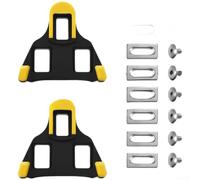 Road Bicycle Shoe Plates 6° Adjustable Float Nylon | Enhanced for power transfer, efficient pedaling, secure grip, easy 3-bolt installation, yellow color