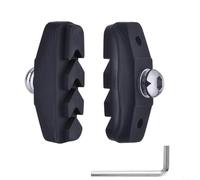 Road Bicycle V Brake Pads Set, Triple Contour Rubber Blocks with V-Shaped Mud Guide, Silent Braking for 50mm Rims, Black(2 pairs with wrench)