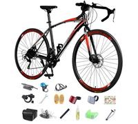 Road Bike 700C Women's Men's Bike, Carbon Steel Frame, Height Adjustable, Lightweight Road Bike A