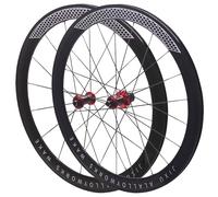 Road Bike Carbon Wheels 700C 30/40/50mm Double Layer Bike Rim Aluminum Alloy Quick Release C/V/Rim-Brake Bike Wheels 7-12 Speed Wheelsets(Red_50mm)