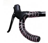 Road Bike Handlebar Tape, Dual-Layer Shock Absorption Anti-Slip Drop Bar Grip Wrap, Sweat Resistant PU PVC Cycling Bar Tape for Long Rides(Black-Pink)
