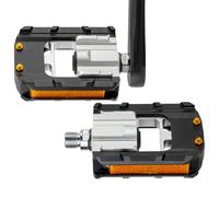 Road Bike Pedals - 9/16" Metal Pedals Set of 2 Flat Non-Slip Pedals with Reflective Strips, Quick Release System for Replacement, Tuning & Bicycle Care