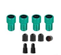 Road Bike Pump Valve Adapters 4 Pack of Aluminum for Easy Inflation with Air Seal (Green)