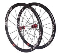 Road Bike Wheels 700C 40mm Rim V Brake Clincher Wheelset Quick Release Straight Pull Carbon Hub Fit 8 9 10 11 Speed Cassette (Color : 700C Red A)