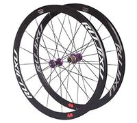 Road Bike Wheels 700C 40mm Rim V Brake Clincher Wheelset Quick Release Straight Pull Carbon Hub Fit 8 9 10 11 Speed Cassette (Color : 700C Purple)