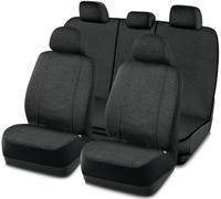 Road Comforts Full Set Front Car Seat Covers Low Back - Made with Polyester Cotton Twill - Airbag Compatible, Universal Fits for Most Cars, Truck, SUV, Vans (Dark Gray)