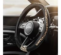 Road Comforts Steering Wheel Cover - Made with PVC Leather and Leopard Fabric - Universal 14 1/2 inches to 15 inches for Most Automotive Steering Wheel (Leopard Pattern)