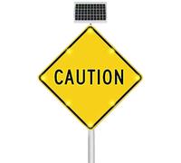 Road Construction Safety Caution Signs, LED Flashing Roadway Safety Roadside Signs with Solar Powered for Road Closed Work Ahead Zone