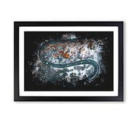 Road Curves Through a Forest Paint Splash Framed Print | A2 Black Framed Wall Art | Ready to Hang | Modern Landscape Picture | Living Room Bedroom Lounge Office