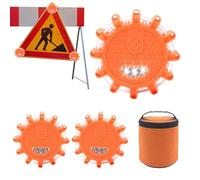 Road Flares Emerrgency Lights - Magnetic Led Caution Lights, Roadside Flares | Roadside Warning Car Safety Beacon Flashing Disc Flare Kit with 9 Modes, USB Rechargeable Led Road Flares for Roadside