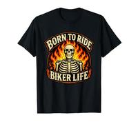 Road in My Bones Fire in My Soul Flaming Skeleton Biker Value Graphic T-Shirt