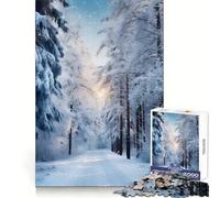 Road in The Snowy Forest Jigsaw Puzzles for Adults1000 Pieces Smart Game Quiet Calm Pattern Assembly Amazing Present (50x75cm)
