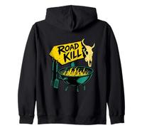 Road Kill BBQ Grill Skull Outdoor Cooking Fan Zip Hoodie