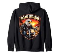 Road Legend Classic Motorbike American Patriotic Eagle Biker Zip Hoodie