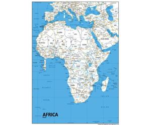 Road Map of Africa - Size A1-59.4 x 84.1cm - Paper Laminated