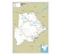 Road Map of Botswana - Size A1-59.4 x 84.1 cm - Paper Laminated
