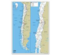 Road Map of Chile - Size A1-59.4 x 84.1cm - Paper Laminated