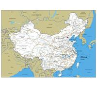 Road Map of China - Size A2-42 x 59.4 cm - Paper Laminated | Detailed Laminated Wall Map, Ideal For Home, Office Or Classroom Display.