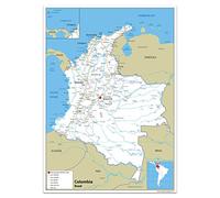 Road Map of Colombia - Size A2-59.4 x 42cm - Paper Laminated
