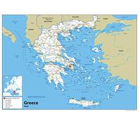 Road Map of Greece - Size A2-59.4 x 42cm - Paper Laminated | Detailed Laminated Wall Map, Ideal For Home, Office Or Classroom Display.