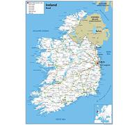 Road Map of Ireland - Size A1-59.4 x 84.1cm - Paper Laminated