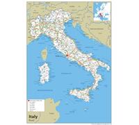 Road Map of Italy - Size A2-42 x 59.4 cm - Paper Laminated