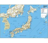 Road Map of Japan - Size A0-84.1 x 118.9cm - Paper Laminated