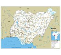 Road Map of Nigeria - Size A2-59.4 x 42cm - Paper Laminated