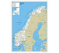 Road Map of Norway - Size A1-59.4 x 84.1cm - Paper Laminated | Detailed Laminated Wall Map, Ideal For Home, Office Or Classroom Display.