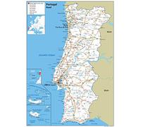 Road Map of Portugal - Size A1-59.4 x 84.1cm - Paper Laminated | Detailed Laminated Wall Map, Ideal For Home, Office Or Classroom Display.