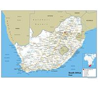 Road Map of South Africa - Size A2-59.4 x 42cm - Paper Laminated