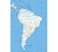 Road Map of South America - Size A1-59.4 x 84.1cm - Paper Laminated